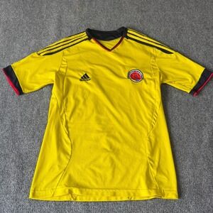 Adidas Colombia National Team Soccer Jersey Yellow Mens Small FCF V-Neck